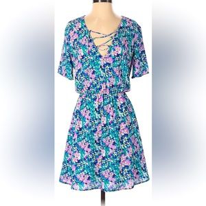 Charles Henry Blue Floral Dress